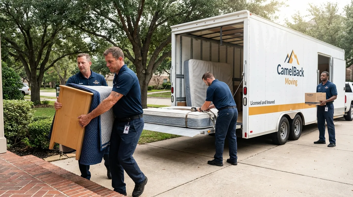 Crew loading residential truck for cross-state move from Sun Valley, NV